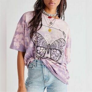 Free People x Vintage Souls Oversized Butterfly Tee XS 🦋